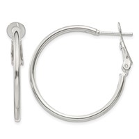 Sterling Silver Polished 2x 30mm Omega Back Round Hoop Earrings view 1