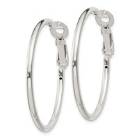 Sterling Silver Polished 2x 35mm Omega Back Round Hoop Earrings view 2