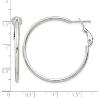 Sterling Silver Polished 2x 35mm Omega Back Round Hoop Earrings view 4