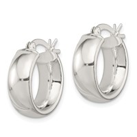 Sterling Silver Polished 6mm Round Hoop Earrings view 2