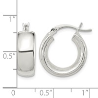 Sterling Silver Polished 6mm Round Hoop Earrings view 4