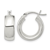 Sterling Silver Polished 6mm Round Hoop Earrings view 1