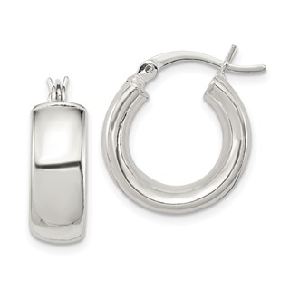 Sterling Silver Polished 6mm Round Hoop Earrings