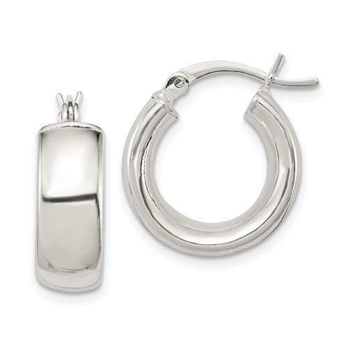 Sterling Silver Polished 6mm Round Hoop Earrings