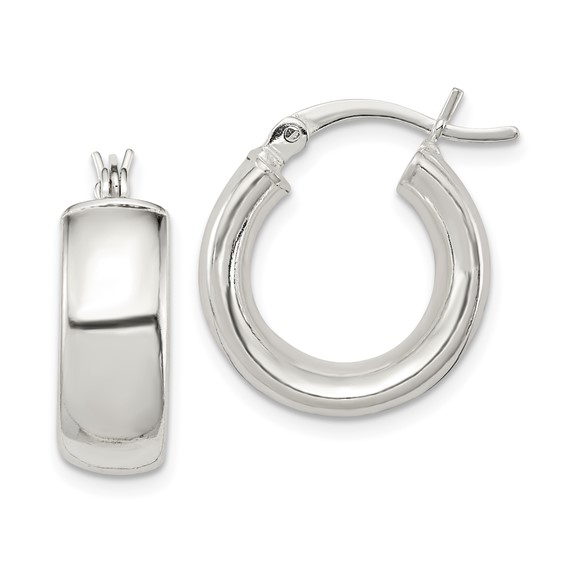 Sterling Silver Polished 6mm Round Hoop Earrings