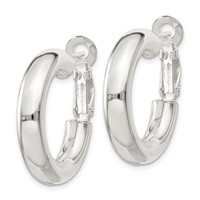 Sterling Silver 5x 25mm Omega Back Hoop Earrings view 2