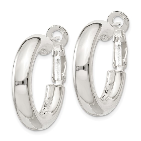 Sterling Silver 5mm Omega Back Hoop Earrings