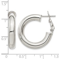 Sterling Silver 5x 25mm Omega Back Hoop Earrings view 4
