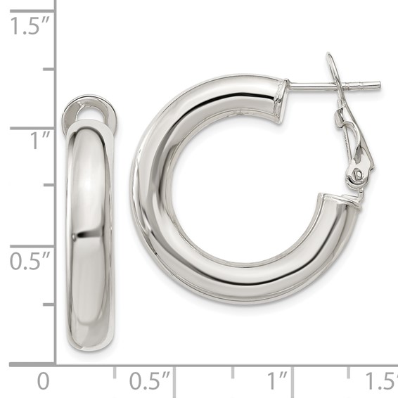 Sterling Silver 5mm Omega Back Hoop Earrings