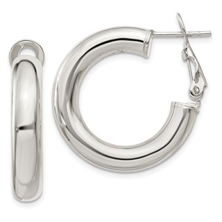 Sterling Silver 5mm Omega Back Hoop Earrings