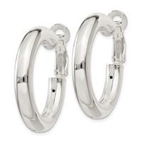 Sterling Silver 5x 30mm Omega Back Hoop Earrings view 2