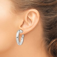Sterling Silver 5x 30mm Omega Back Hoop Earrings view 3