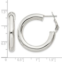 Sterling Silver 5x 30mm Omega Back Hoop Earrings view 4