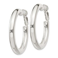 Sterling Silver 5x40mm Omega Back Hoop Earrings view 2
