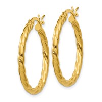 Sterling Silver Gold Flash Plated Twisted 3x 25mm Hoop Earrings view 2