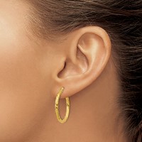 Sterling Silver Gold Flash Plated Twisted 3x 25mm Hoop Earrings view 3
