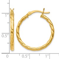 Sterling Silver Gold Flash Plated Twisted 3x 25mm Hoop Earrings view 4