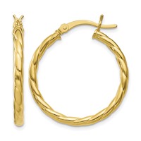 Sterling Silver Gold Flash Plated Twisted 3x 25mm Hoop Earrings view 1