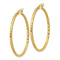 Sterling Silver Gold Flash Plated Twisted 3x 45mm Hoop Earrings view 2