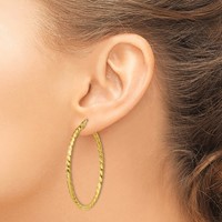 Sterling Silver Gold Flash Plated Twisted 3x 45mm Hoop Earrings view 3