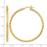 Sterling Silver Gold Flash Plated Twisted 3x 45mm Hoop Earrings view 4