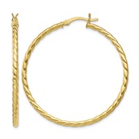 Sterling Silver Gold Flash Plated Twisted 3x 45mm Hoop Earrings view 1