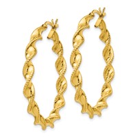 Sterling Silver Gold Flash Plated Patterned Twisted 4x 35mm Hoop Earrings view 2