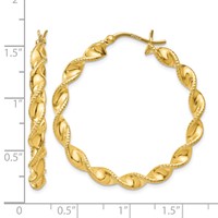 Sterling Silver Gold Flash Plated Patterned Twisted 4x 35mm Hoop Earrings view 4