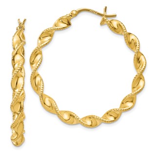 Sterling Silver 2.5mm Textured Twisted Hoop Earrings