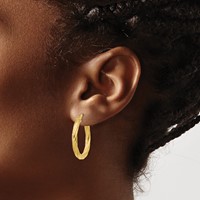 Sterling Silver Flash Gold-plated Plated Twisted 3.5x 25mm Hoop Earrings view 3