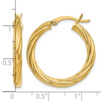 Sterling Silver Flash Gold-plated Plated Twisted 3.5x 25mm Hoop Earrings view 4