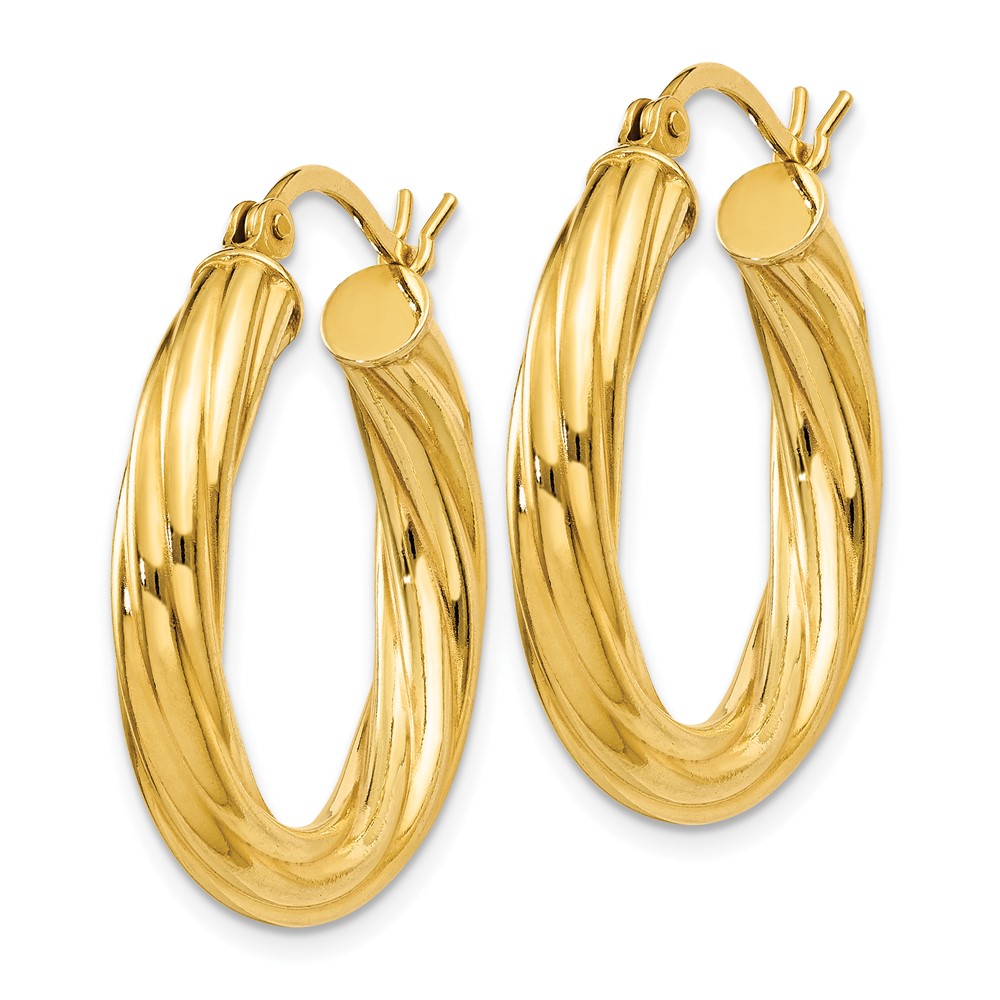 Sterling Silver Gold Flash Plated Twisted 4x25mm Hoop Earrings (QE6672)
