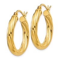 Sterling Silver Flash Gold-plated Twisted 4x 25mm Hoop Earrings view 2