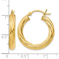 Sterling Silver Flash Gold-plated Twisted 4x 25mm Hoop Earrings view 4