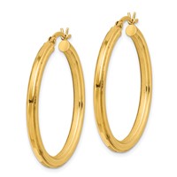 Sterling Silver Gold Flash Plated 3x 35mm Grooved Hoop Earrings view 2