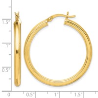 Sterling Silver Gold Flash Plated 3x 35mm Grooved Hoop Earrings view 4