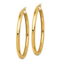 Sterling Silver Gold Flash Plated 3x 45mm Grooved Hoop Earrings view 2