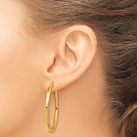 Sterling Silver Gold Flash Plated 3x 45mm Grooved Hoop Earrings view 3
