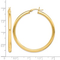 Sterling Silver Gold Flash Plated 3x 45mm Grooved Hoop Earrings view 4