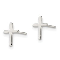 Sterling Silver Polished Latin Cross Petite Post Earrings view 2