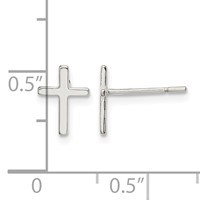 Sterling Silver Polished Latin Cross Petite Post Earrings view 4