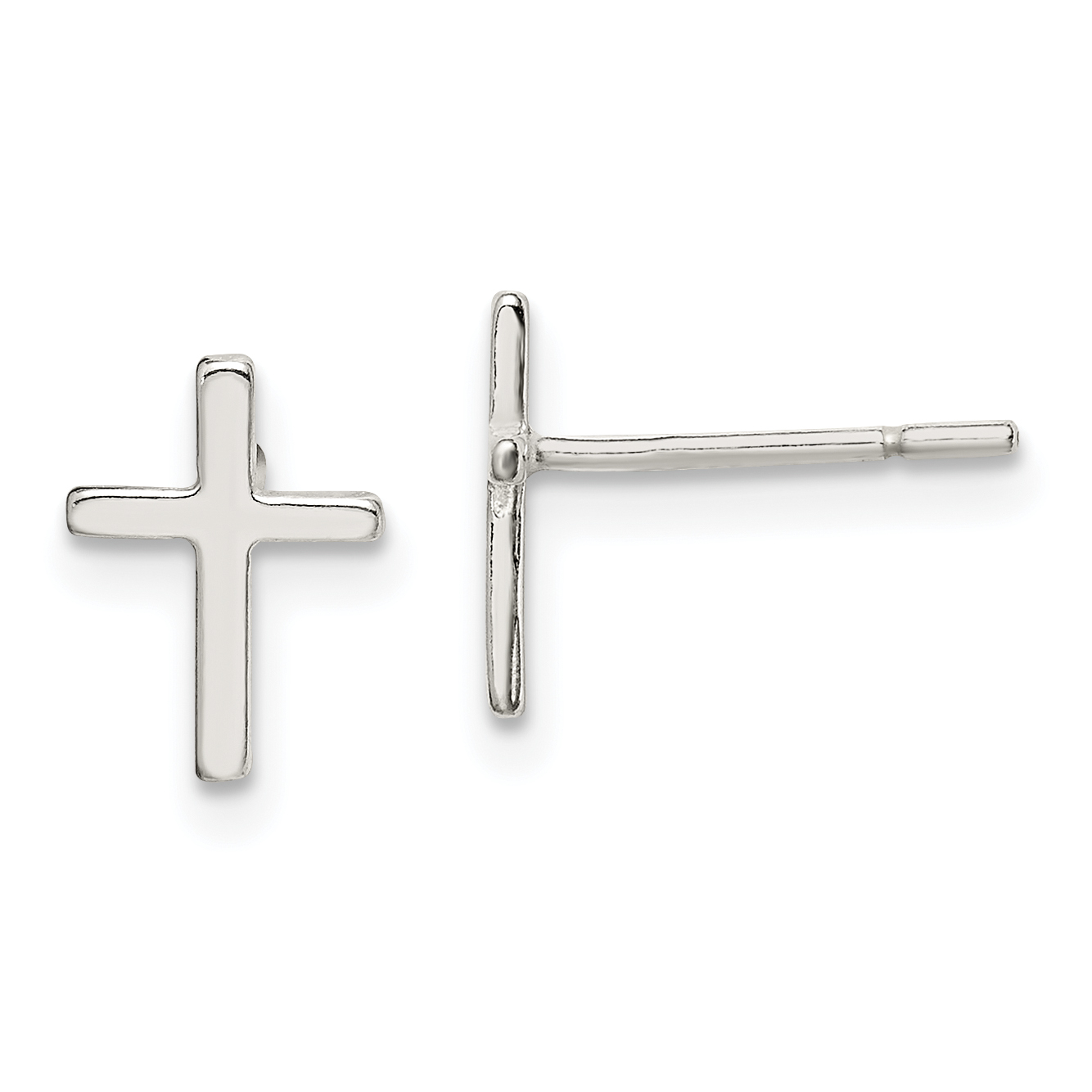 Sterling Silver Polished Latin Cross Post Earrings (QE669)