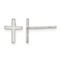 Sterling Silver Polished Latin Cross Petite Post Earrings view 1