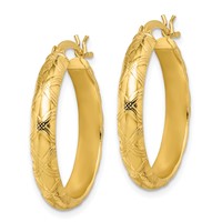 Sterling Silver Flash Gold-plated Patterned 4x 25mm Hoop Earrings view 2
