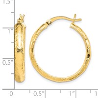Sterling Silver Flash Gold-plated Patterned 4x 25mm Hoop Earrings view 4