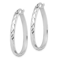 Sterling Silver Rhodium-plated 4mm Textured Hoop Earrings view 2