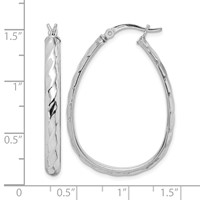 Sterling Silver Rhodium-plated 4mm Textured Hoop Earrings view 4