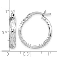 Sterling Silver Rhodium-plated Textured 20mm Hoop Earrings view 4