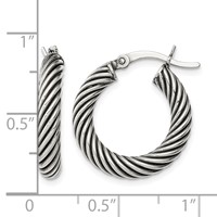 Sterling Silver Antiqued 3.25x 20mm Twisted Hoop Earrings view 4