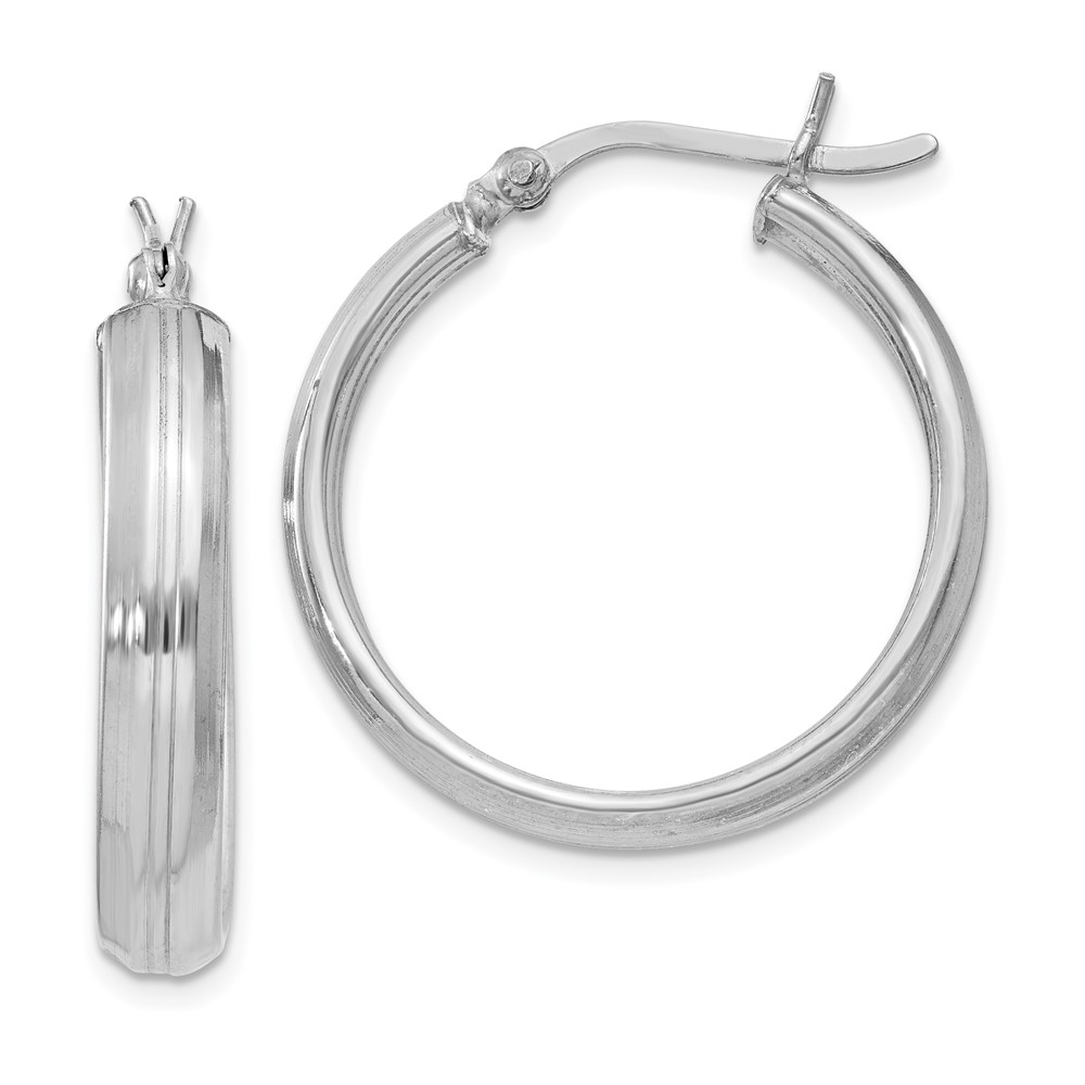 Sterling Silver Rhodium Plated 4.5mm Hoop Earrings QE6733 883957561462 ...